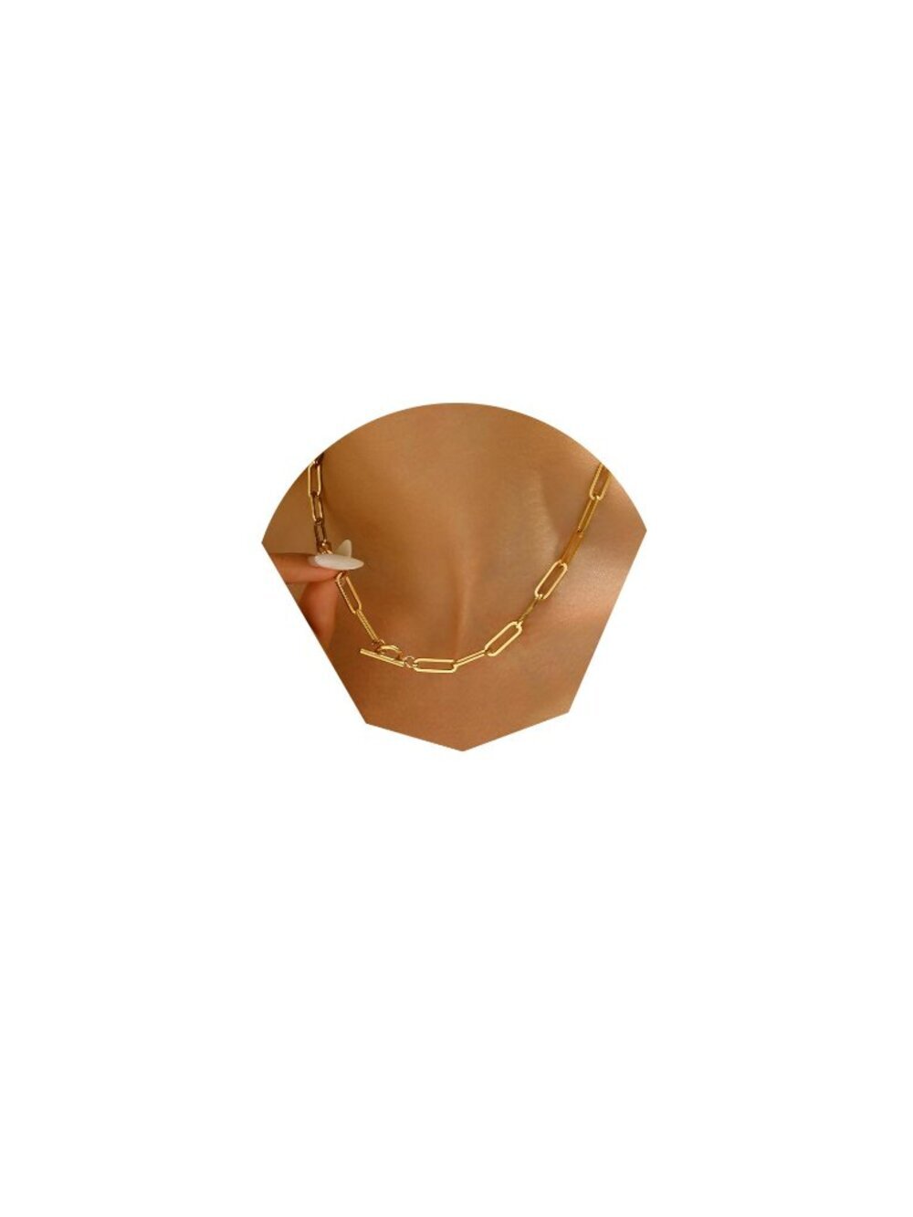 🆕 Chunky Gold Necklace for Women, 18K Gold Plated Paperclip, Figaro Link Chain